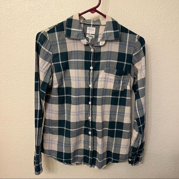 J. Crew Western Style Plaid Long Sleeve Shirt Size XS - Picture 1 of 5